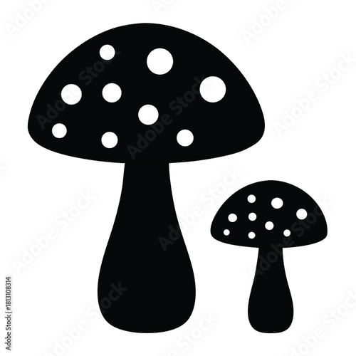 Black and white toadstool mushroom vector image with polka dots design
