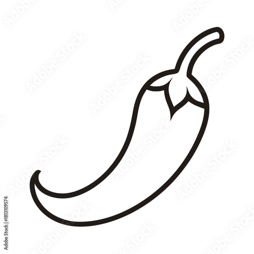 Line Art of a Hot Chili Pepper Simple and Clean Style