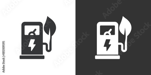 Eco-Friendly Charging Station icon. Solid glyph series icon