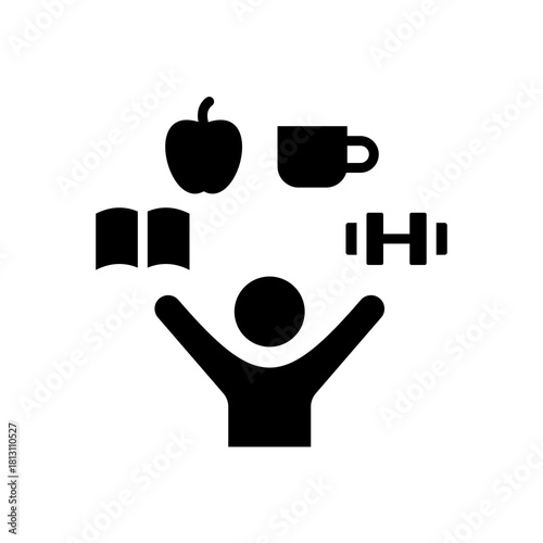 Healthy Lifestyle and Well-being Icon: Balance of Mind, Body, and Nutrition
