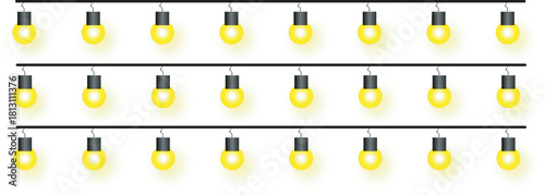 String lights vector illustration decorative glowing light bulbs for holiday and party designs isolated on white background