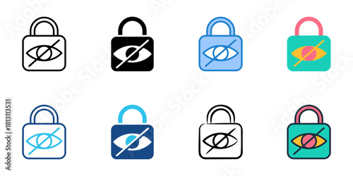 Privacy icon set multiple style collection 
