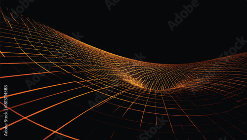 Abstract orange grid receding into dark abyss for data visualization
