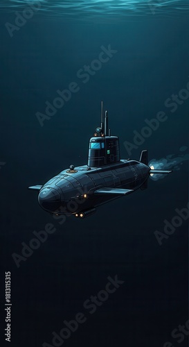 Wallpaper Mural Submersible craft navigates deep blue ocean water below the surface Torontodigital.ca