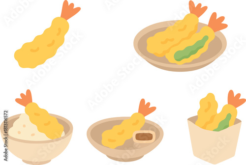 Tempura with flat design style, eps 10 illustration