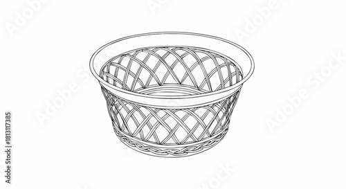 Elegant woven basket design with intricate lattice pattern and circular rim.