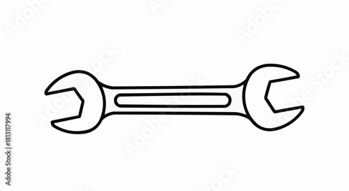 Outline Illustration of a Double Open-Ended Wrench Tool.