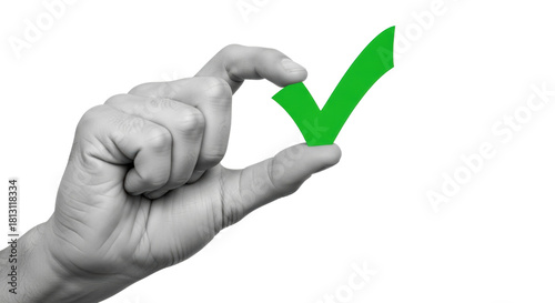 hand holding green check mark