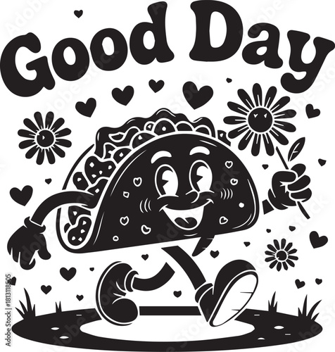 Good day happy taco cartoon