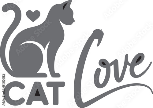 Cat love silhouette graphic