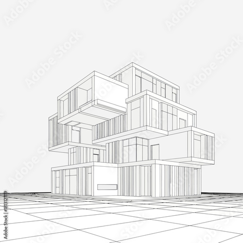 Modern architectural design showcasing a multi story building with unique structure.