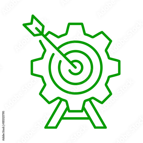 Target icon set on transparent background. Business purpose green line icon set. Flat business goals symbol illustration