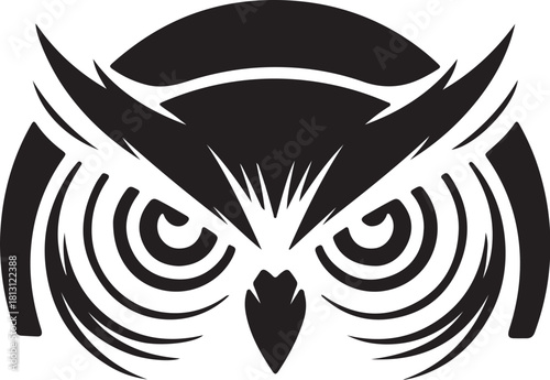 Stylized black and white owl head vector