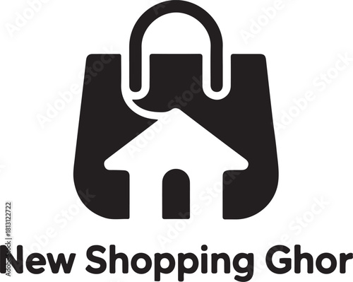 New shopping ghor logo with house and shopping bag icon