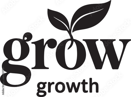Grow growth logo with sprout icon