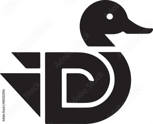Geometric duck icon with id letters