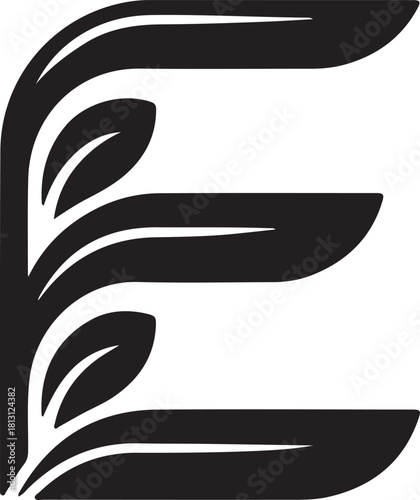Stylized letter e with leaves