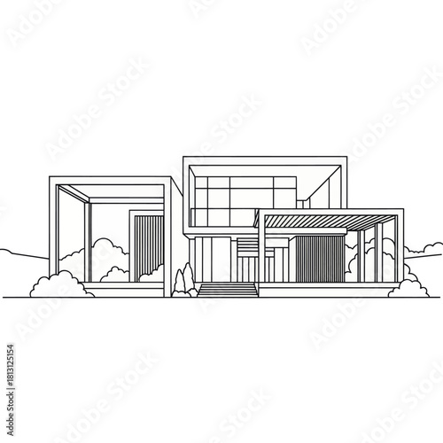 Modern Architectural Design of a Sleek Residential House.