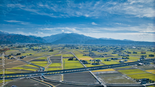 日本の富山県東部の入善町の秋の風景