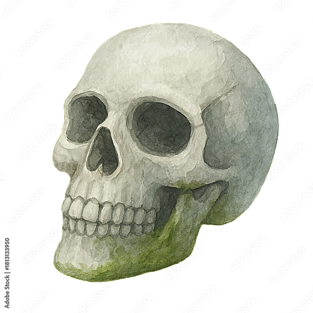 Obraz premium Watercolor Illustration of Aquarium Skull Decor