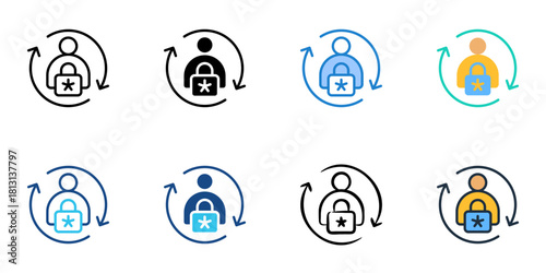 Account recovery icon set multiple style collection 
