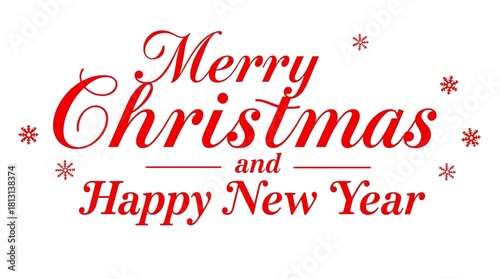 Elegant merry christmas and happy new year greeting with festive snowflakes
