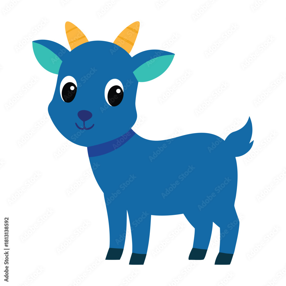 Naklejka premium cute goat, cartoon goat, baby goat, stylized goat, digital art goat, adorable goat, friendly goat