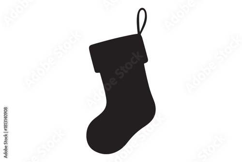 Christmas stocking, Christmas stocking icon, black silhouette vector, winter festive sock