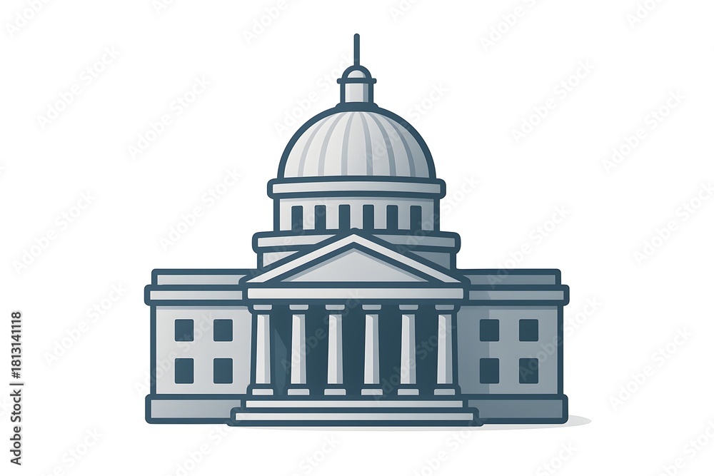Obraz premium Classic Parliament Building Icon — Clean Vector-Style Governance Illustration