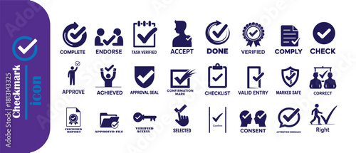 Checkmark icon set isolated on white background. Checkmark collection creative concept vector illustration