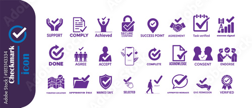 Checkmark icon set isolated on white background. Checkmark collection creative concept vector illustration