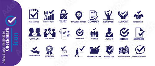 Checkmark icon set isolated on white background. Checkmark collection creative concept vector illustration