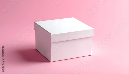 White Box on a Pink Background: Minimalist Product Packaging Concept