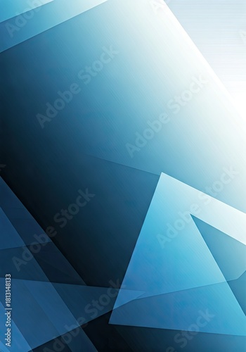 Abstract geometric composition showcasing layered translucent shapes and sharp angles in a gradient of cool blue hues, offering a sense of depth and modern artistic design.