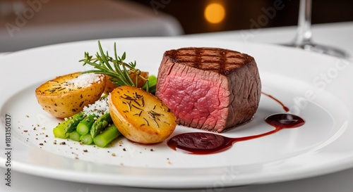 Gourmet meat and potato dish one.