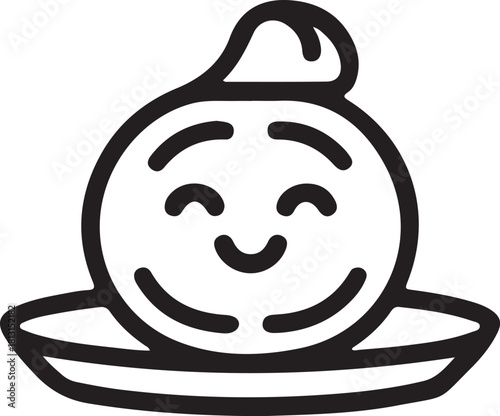 Happy steamed bun on a plate icon