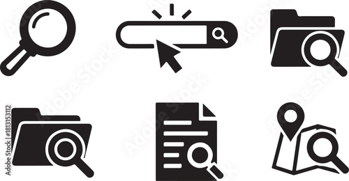 Search Icon Magnifying Glass Symbol
Magnifying Glass Search Bar Vector
Search Button Icon in Black and White