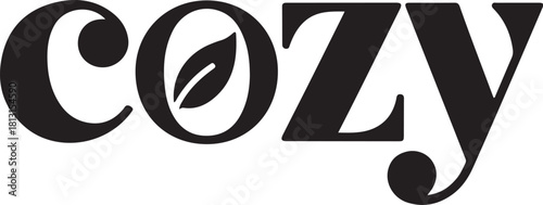 Cozy text logo with leaf symbol