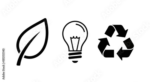 Eco-friendly innovation and sustainable recycling symbols offer bright ideas for environmental consciousness and green business growth