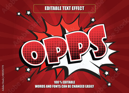 Retro Opps Fully Editable Text Effect Vector File For Creative Design