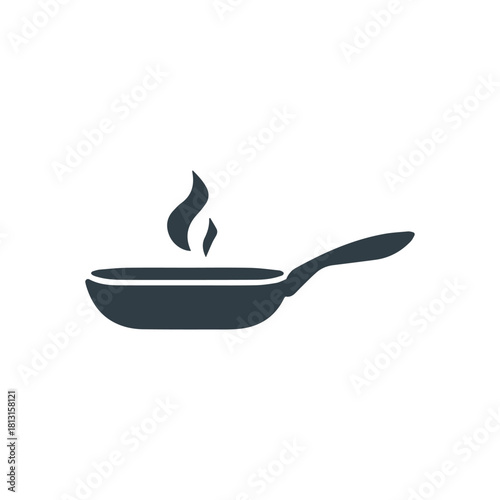 minimalistic vector icon of a sizzling frying