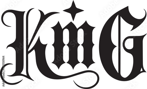 Kmg blackletter logo with star
