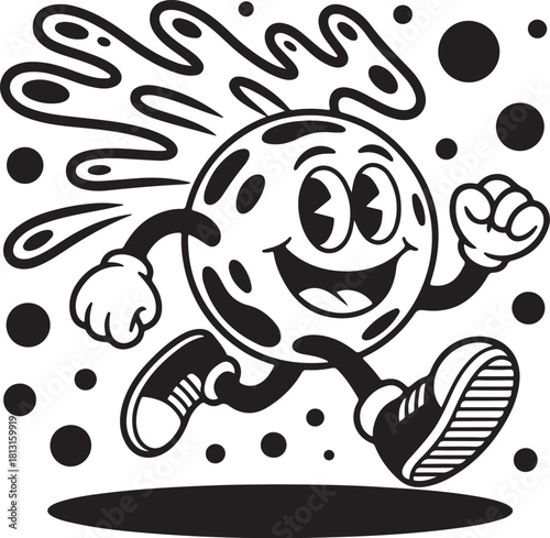 Energetic running spotted cartoon character