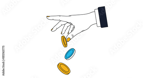 A person's hand dropping coins, symbolizing financial loss or spending.
