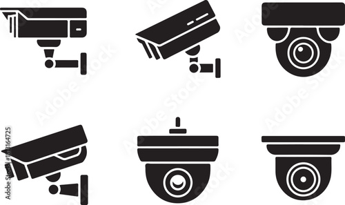 set of Security camera vector silhouette illustration