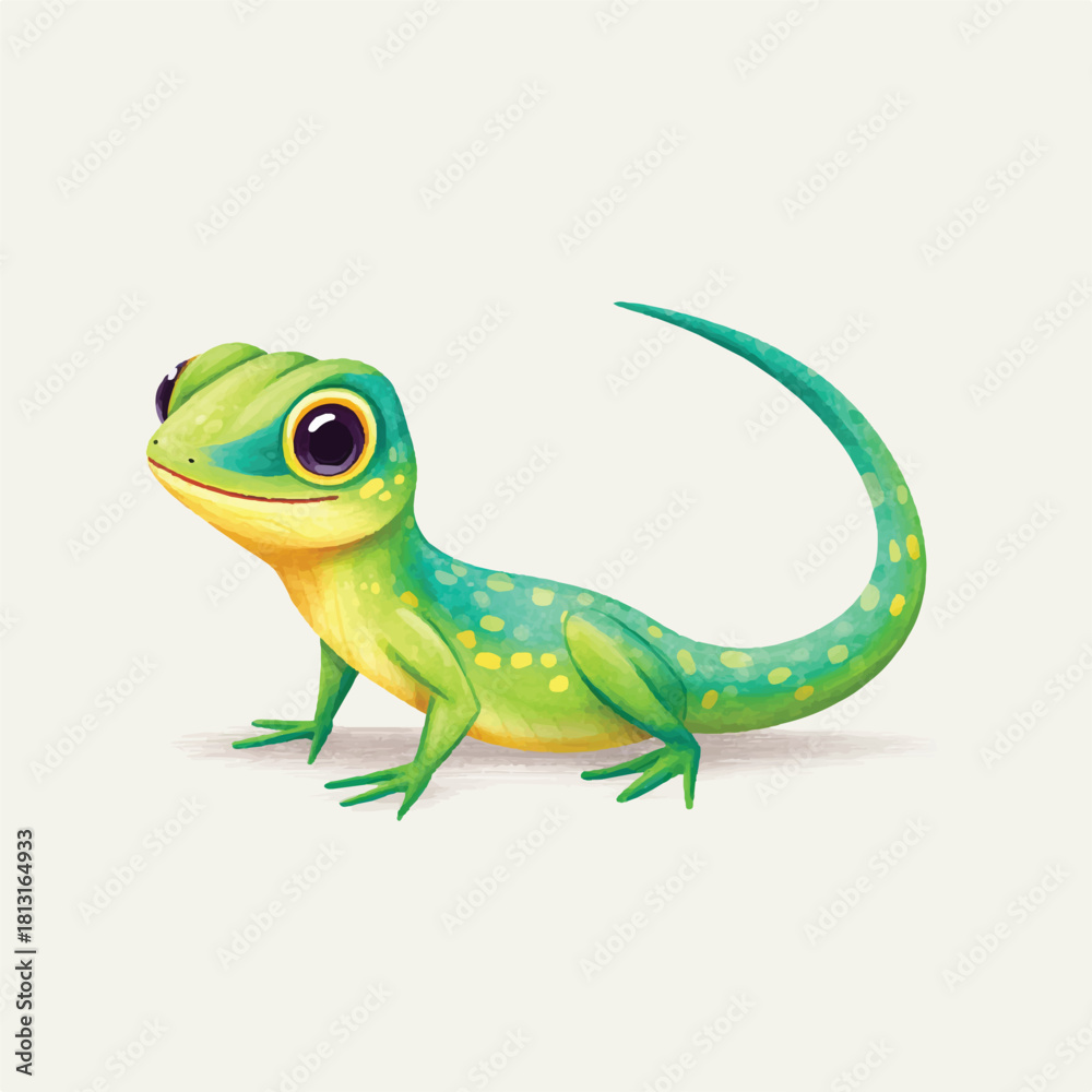 Fototapeta premium Cute Cartoon Lizard Vector Illustration