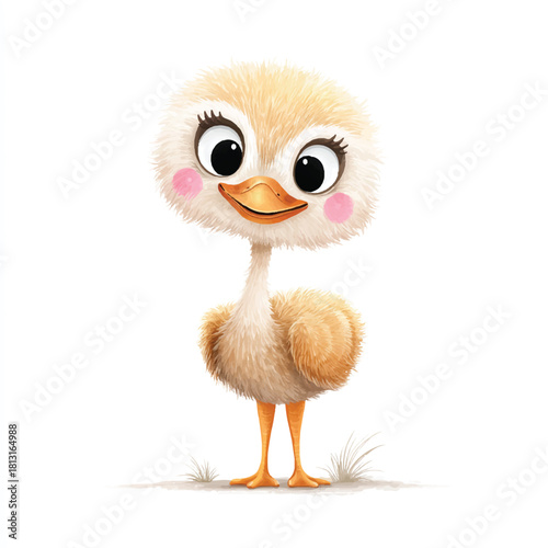 Cute Cartoon Ostrich Chick Illustration