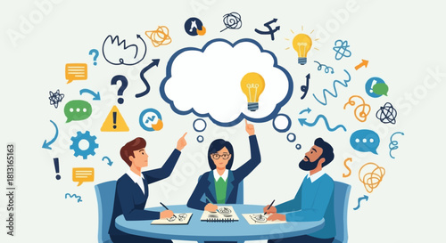 A creative team of professionals brainstorming new business ideas together.