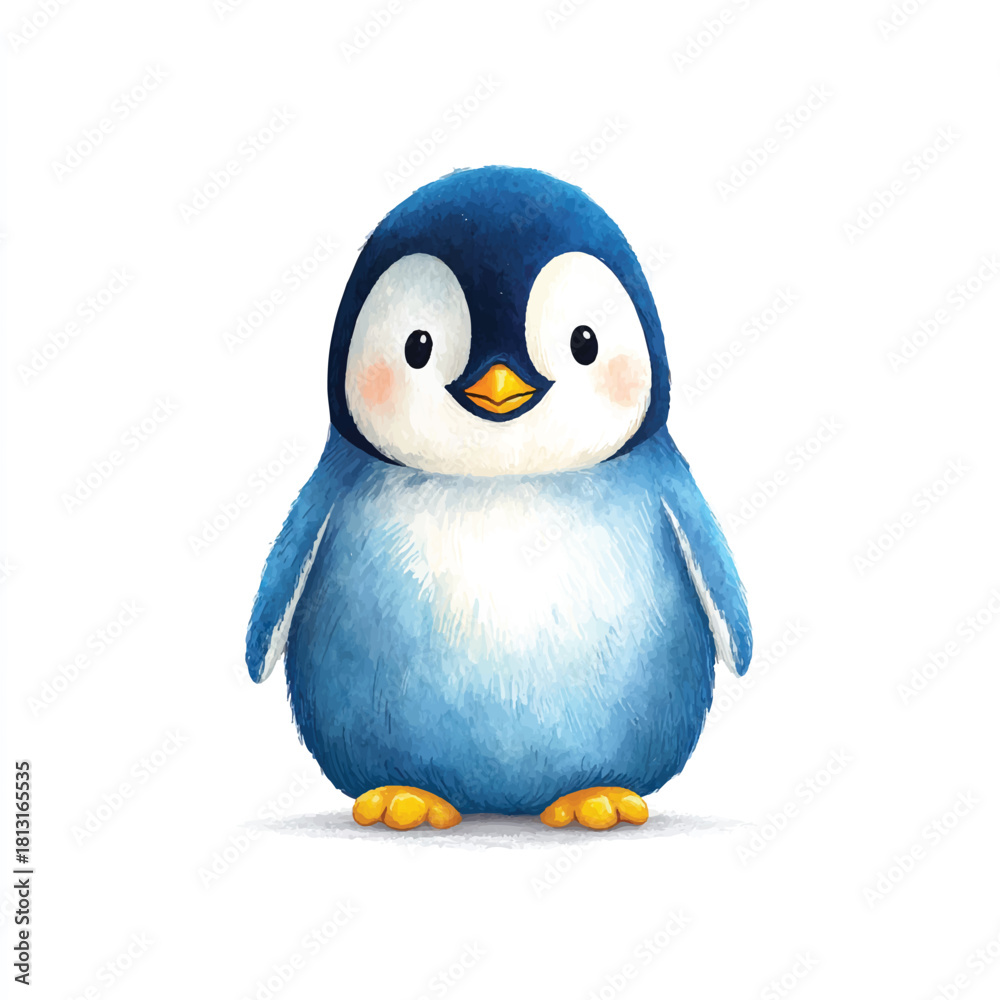 Fototapeta premium Cute Cartoon Penguin Illustration Isolated on White