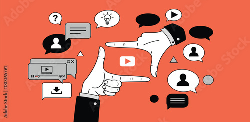 Framing Content Hands Directing Focus on Video and Communication Bubbles